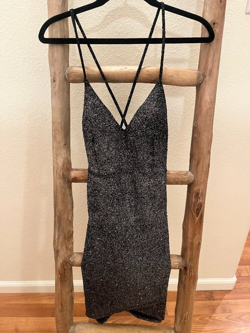 Windsor Black Silver Glitter Bodycon Mini Dress XS/S